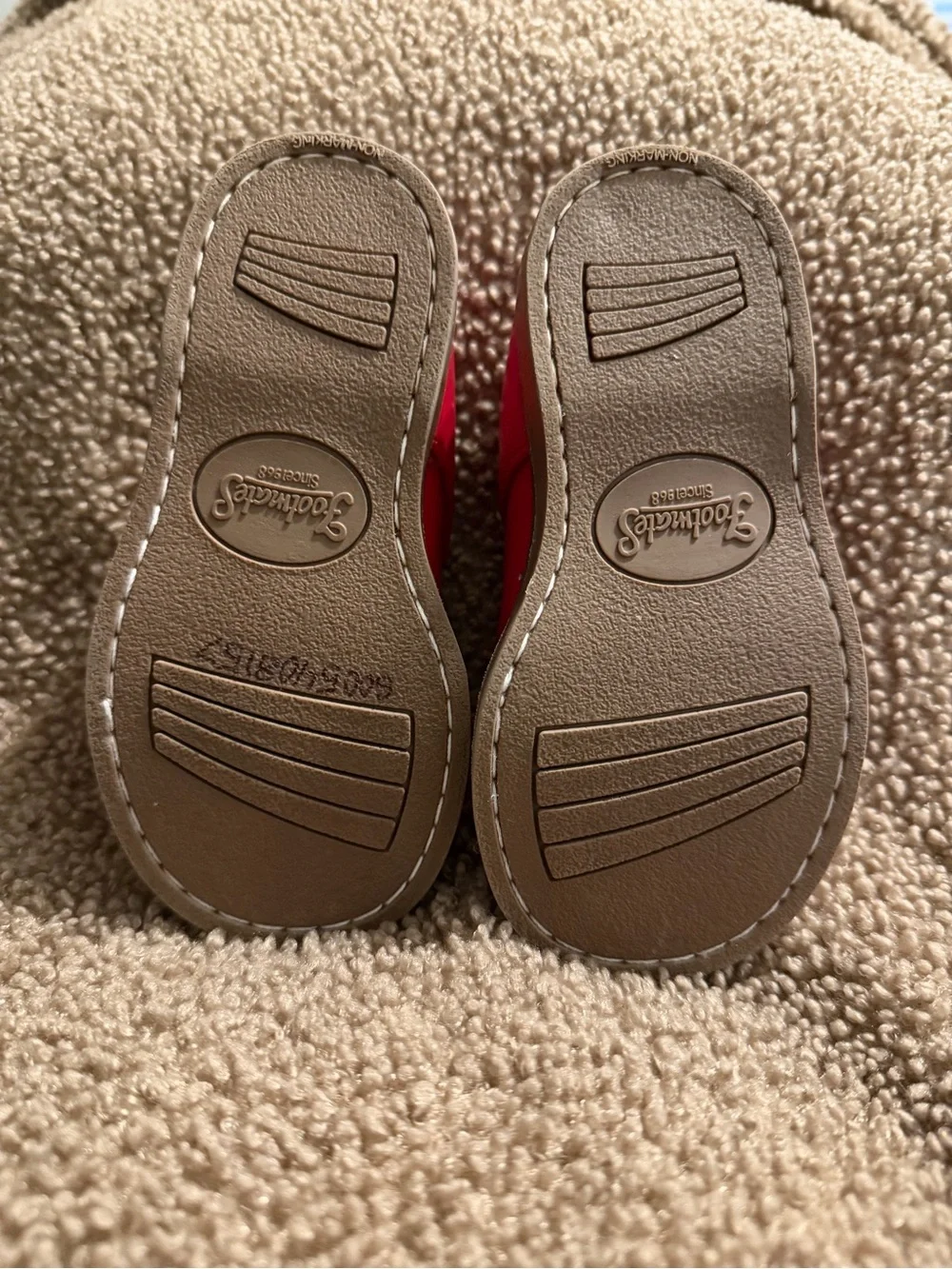 FootMates Girls' Red T-Strap Perforated Mary Janes